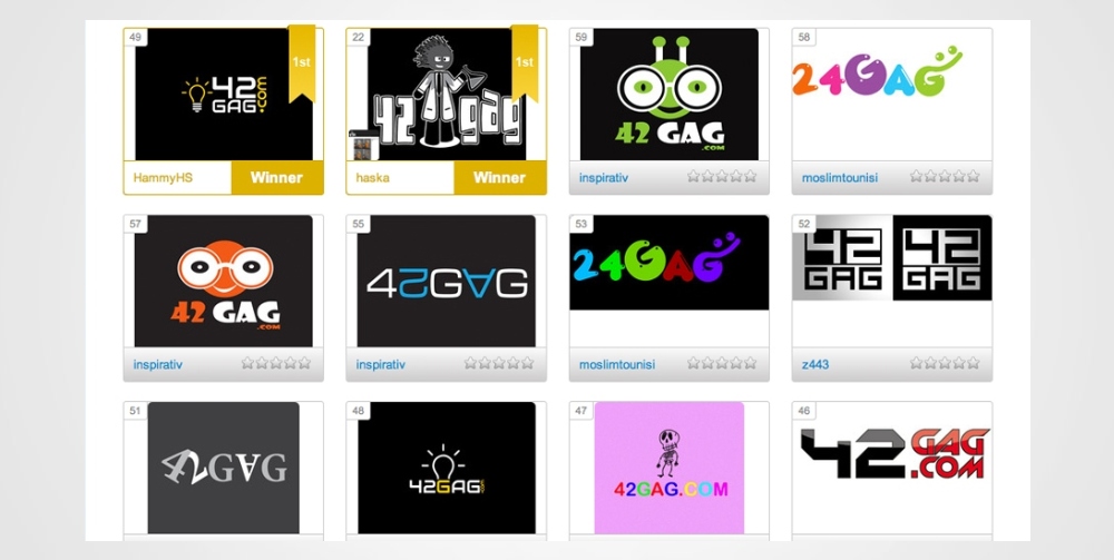 freelance contest logos on grey background
