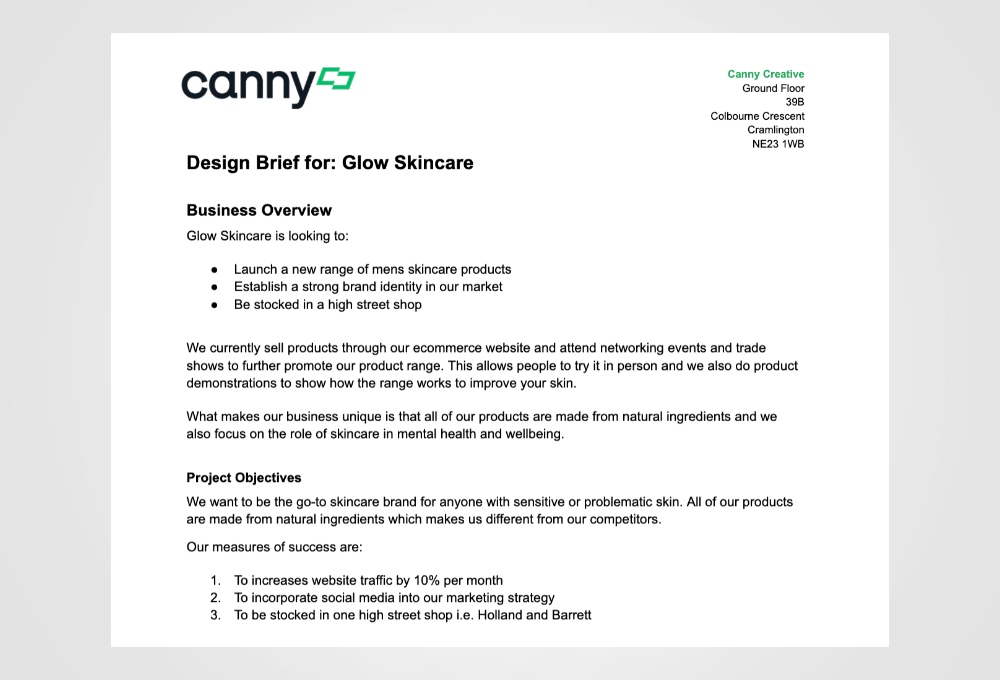 Canny design brief example