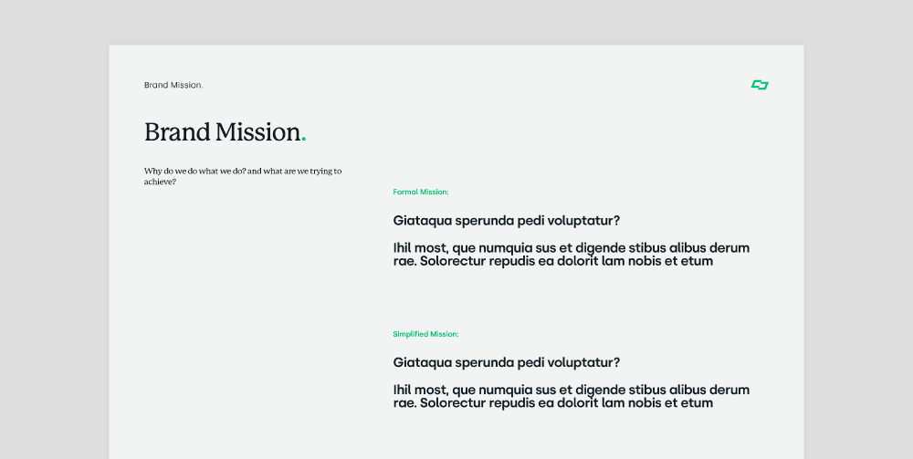 Brand mission explained on a white background