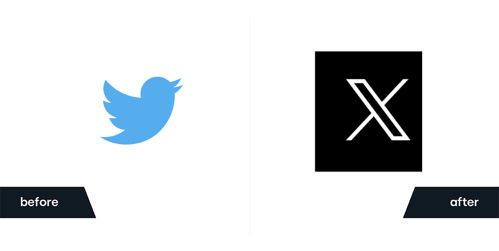 old and new twitter logo