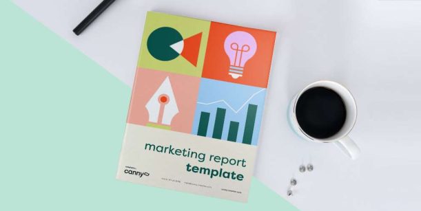 marketing report and a cup of coffee on a table