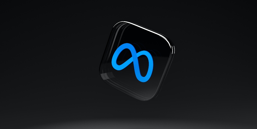 meta logo on black background