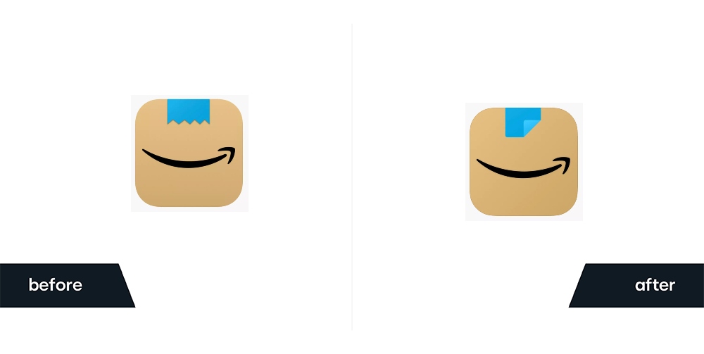 Amazon app logo before and after