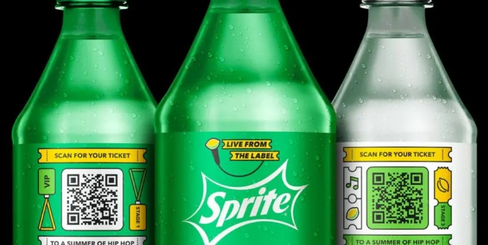 sprite bottles on black background