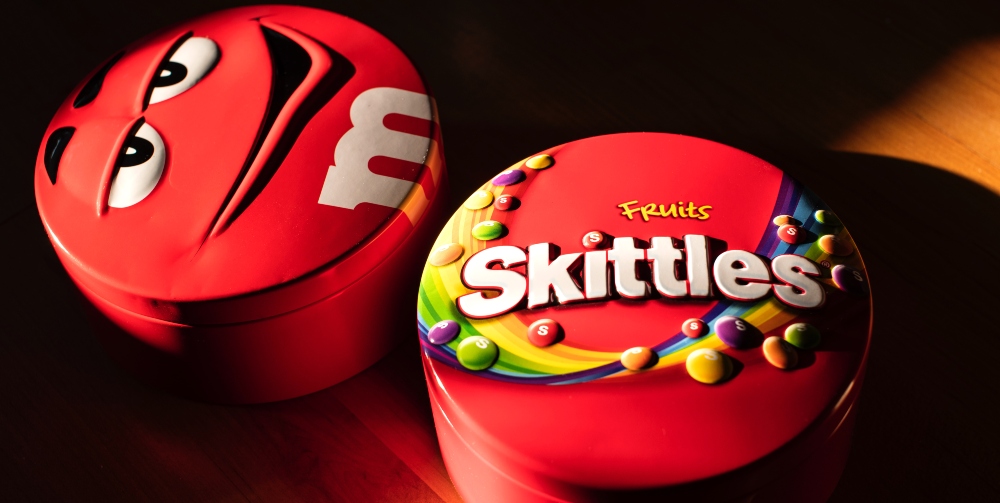 red box of Skittles