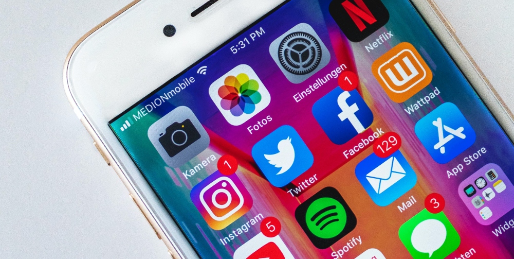 iPhone displaying social media apps