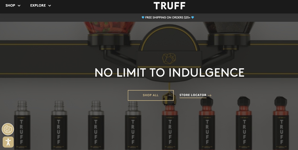 truff website on black background