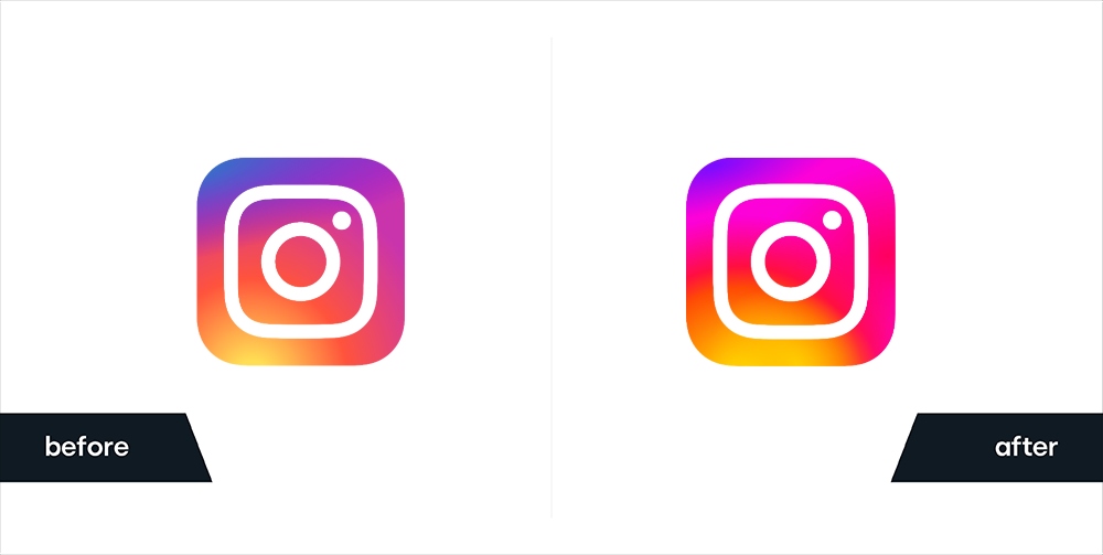 before and after Instagram logo