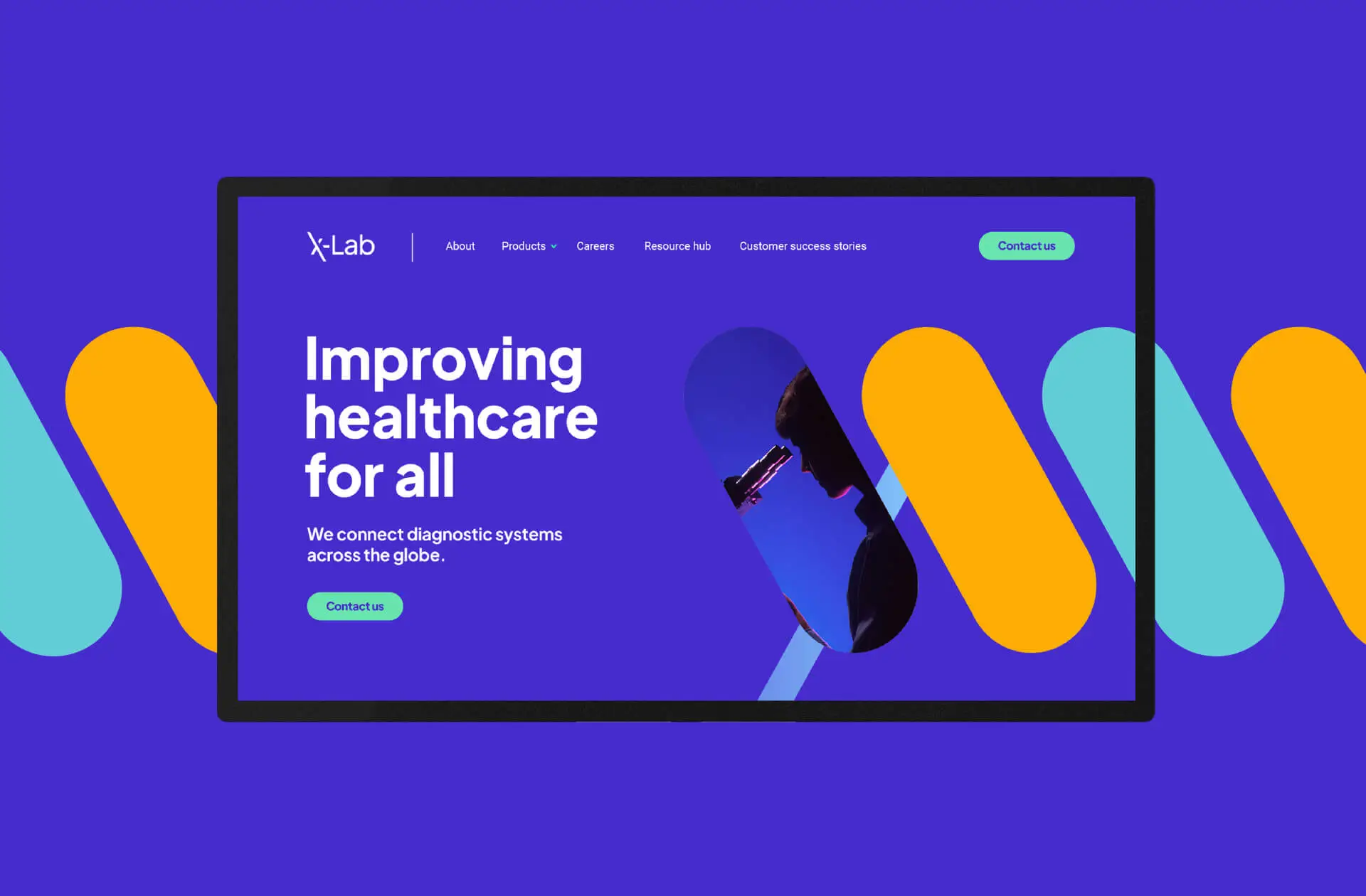 X-Lab website design style in computer monitor