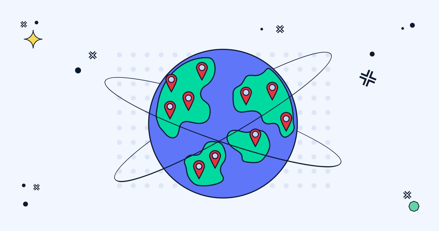 A globe showing different place markers.
