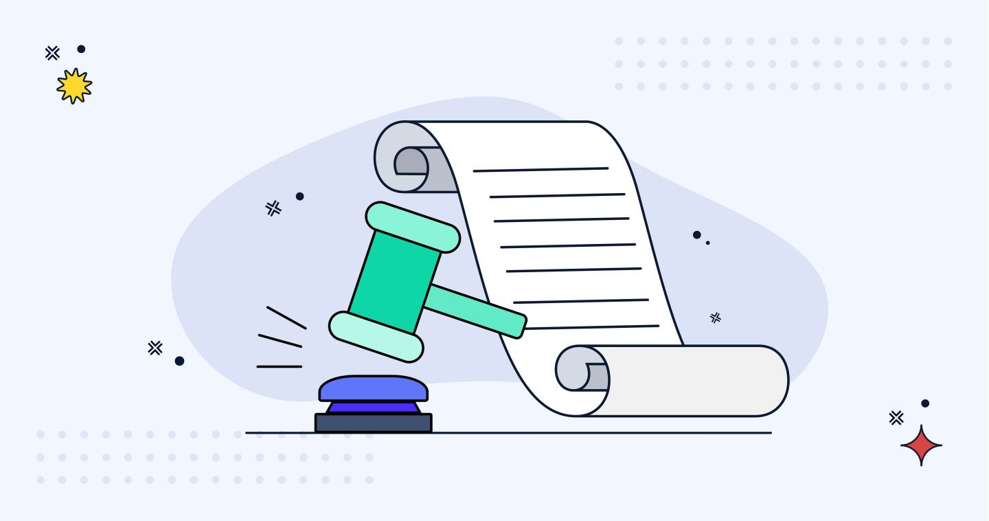 A court gavel and written document.