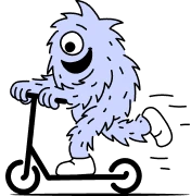 Monster riding a scooter