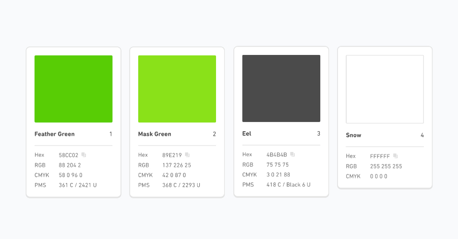 Duolingo core colour palette swatches