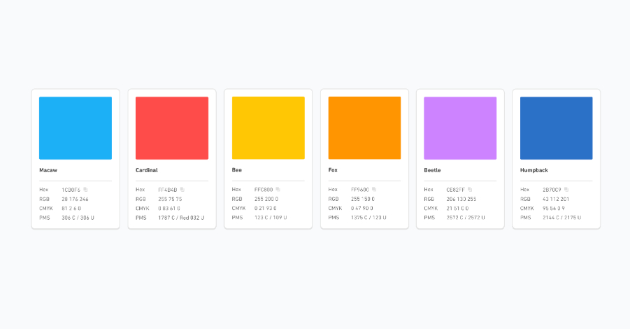 Duolingo secondary colour palette swatches